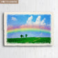 和紙の絵写真 「虹と入道雲と親子の木への道」 絵画 インテリア アート パネル おしゃれ 風景画 風水 絵 玄関 ジャパンディ 壁 掛け ポスター 和風 和 モダン 夏 青 緑 木 森 道 虹 空 雲